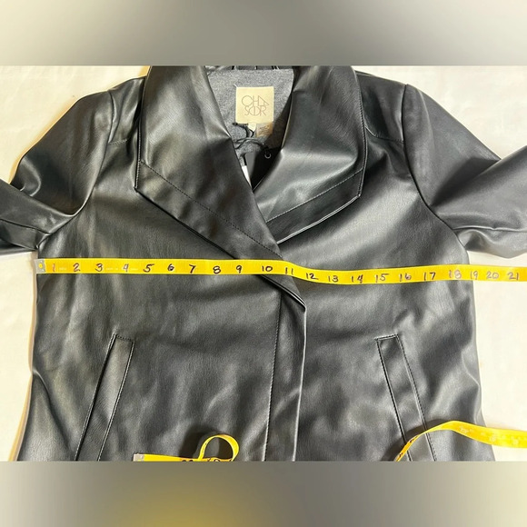 CHASER Black faux leather waterfall jacket size‎ S - Picture 11 of 12